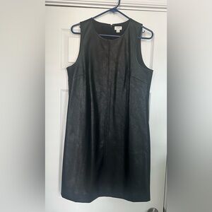 J. Crew Factory Black Faux Leather Shift Dress